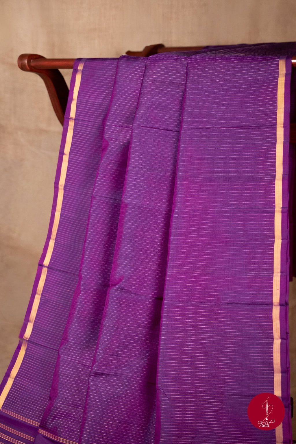 Pure Silk Pure Zari Handloom Kanchipuram Saree - Vadamalli with Dull Gold Muthu Lines - House of Tuhil
