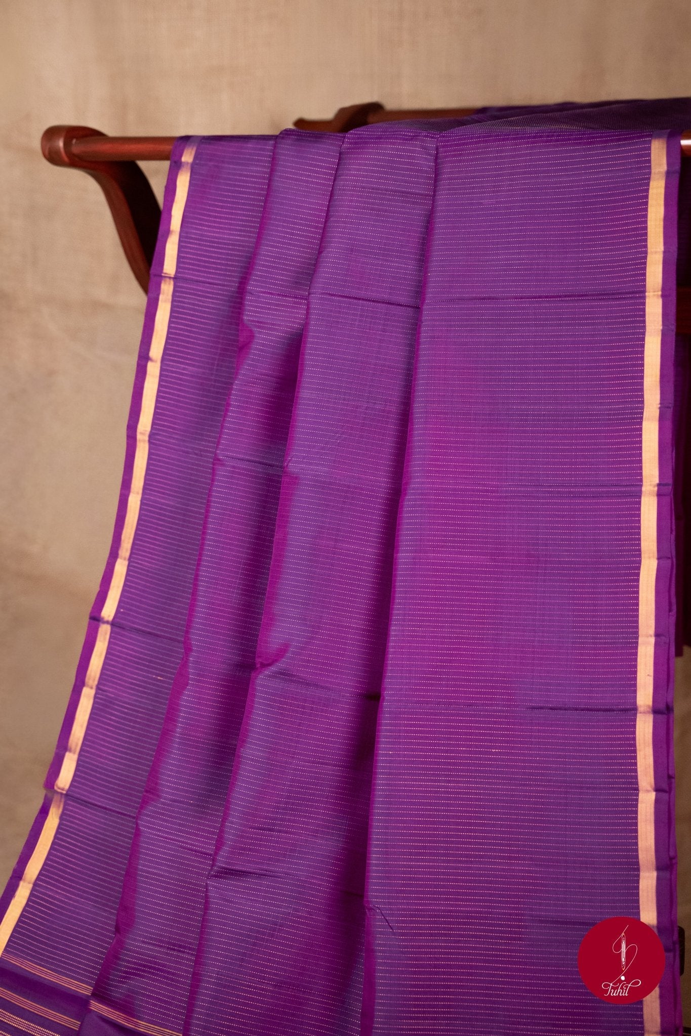 Pure Silk Pure Zari Handloom Kanchipuram Saree - Vadamalli with Dull Gold Muthu Lines - House of Tuhil